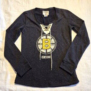 Boston Bruins women's size Medium black long sleeve shirt VGUC